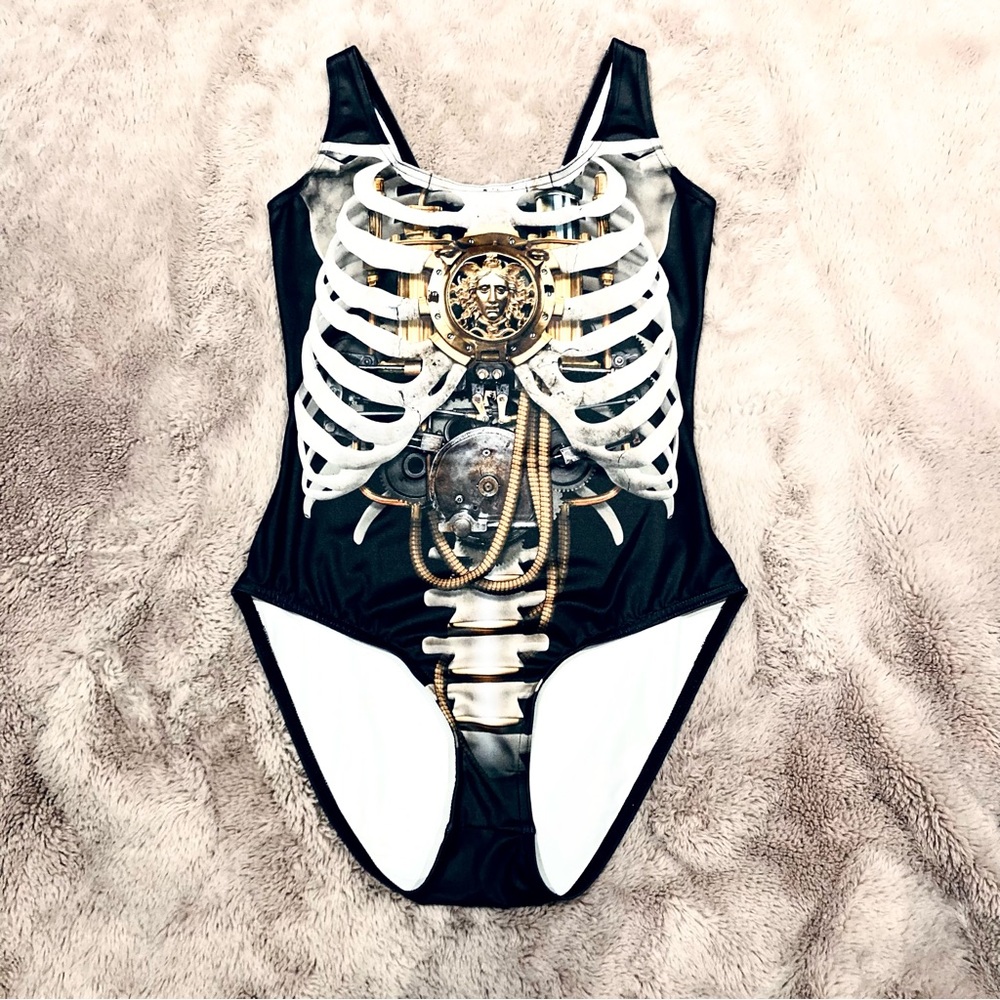 Black Milk Steampunk Ribs Anatomy Bodysuit - M